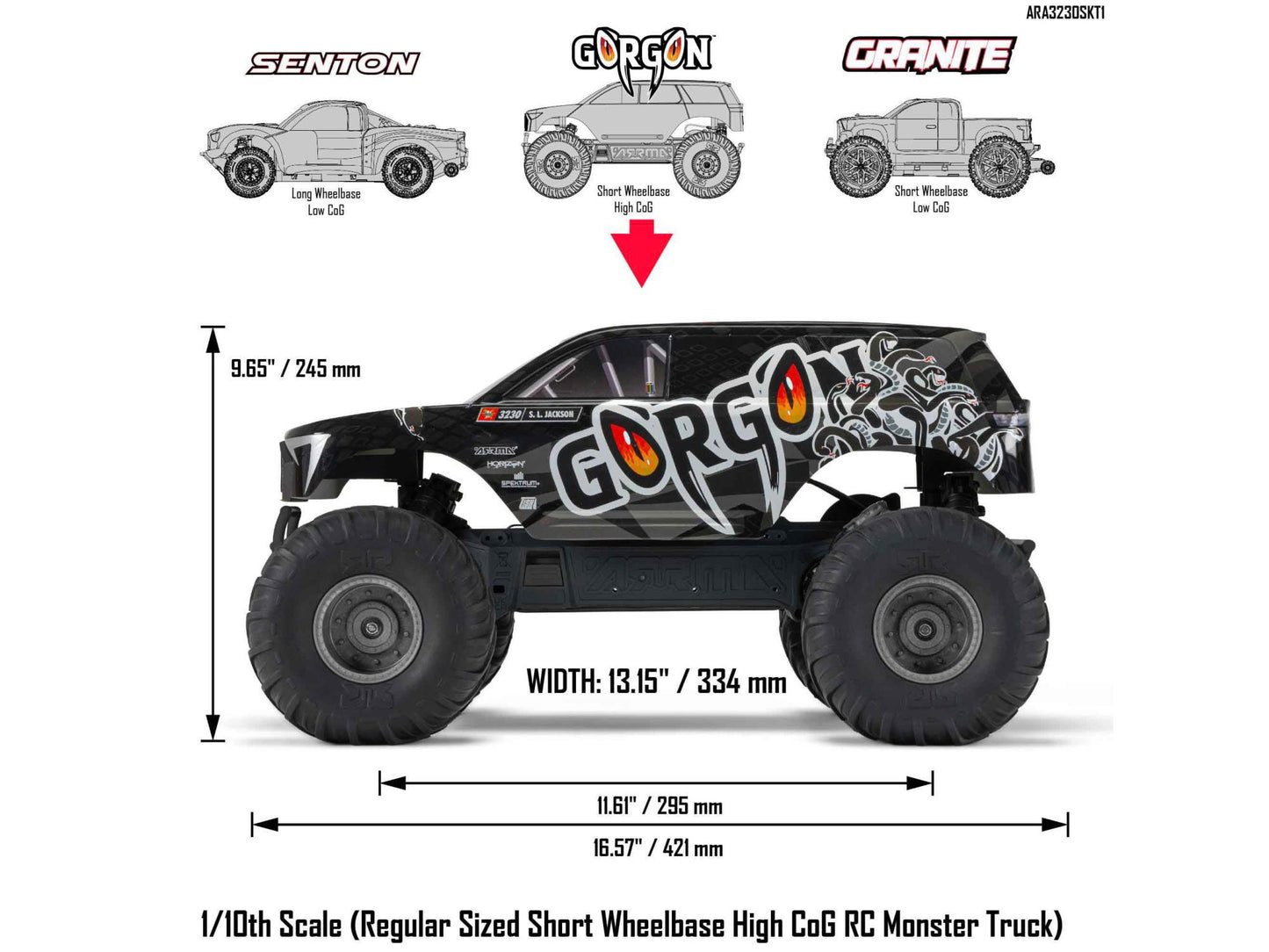 ARRMA 1/10 GORGON MEGA 550 2WD MT RTA Kit w/Batt & Chg Gunmetal