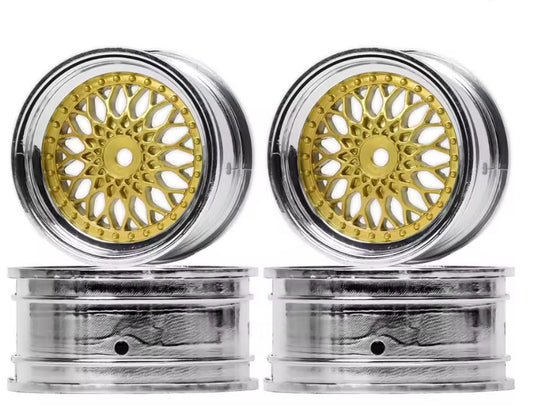 1.9" 6mm offset 1/10 plastic wheels, Gold / Chrome 4pcs