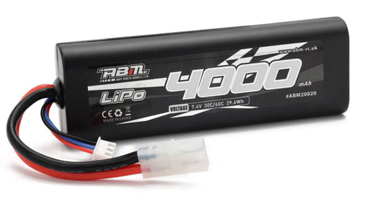 ABM 4000mAh 2S 7.4V 60C rounded case Lipo battery with Tamiya connector - AMB20020