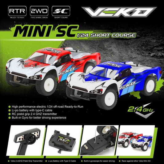 Veko Mini SC Red 1:24 Short Course RTR with Gyro - VK0002-RD